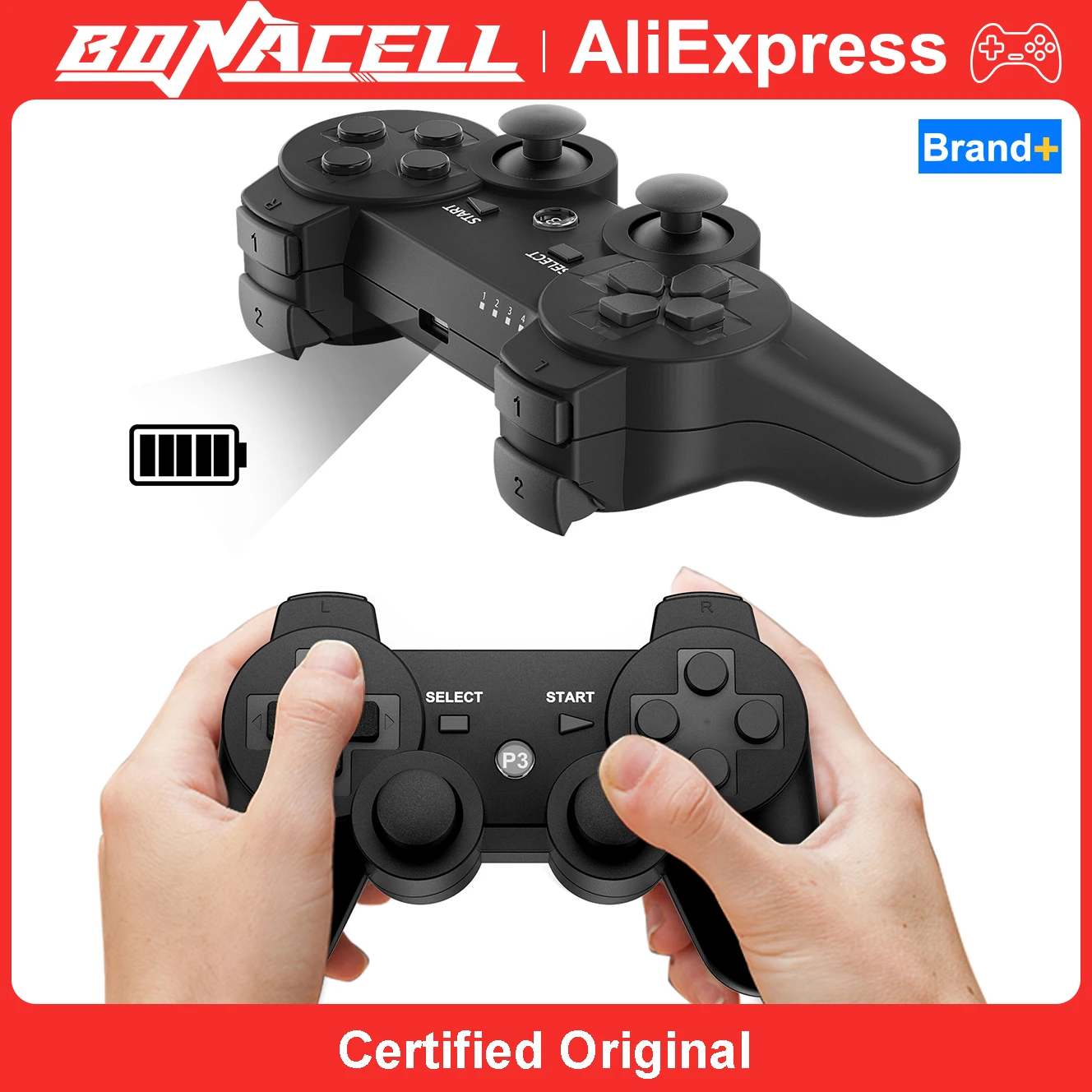 Spielcontroller für Playstation 3/PS3/PC/Android Joystick Wireless BT Gamepad 6-Achsen-Gyroskop Dual-Motoren-Vibration Gaming-Rocker