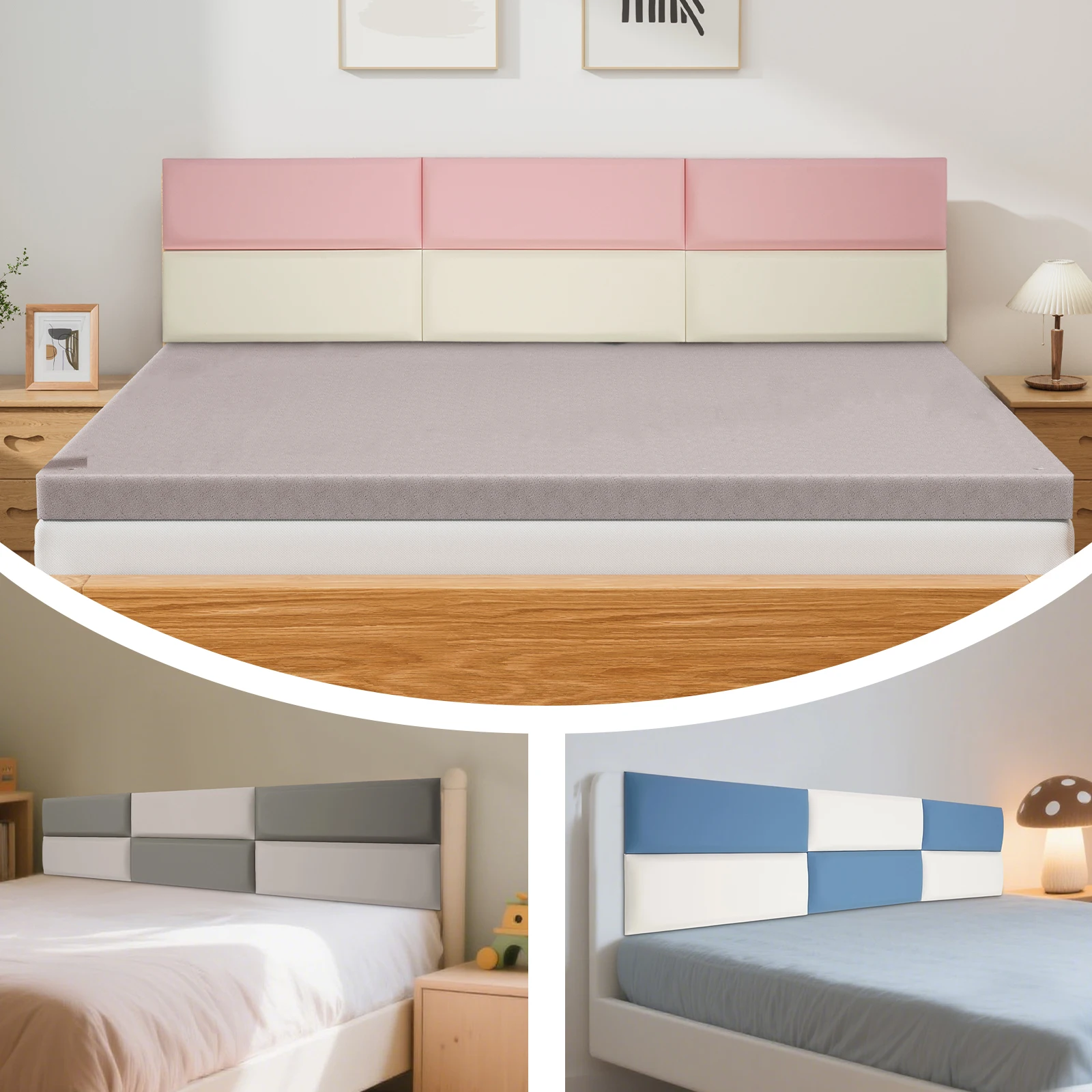 180 x 40 cm Wandmontage, 6er-Pack Wandpaneele, Wandpaneele für die Innenwanddekoration, Bettkopf-Schlagschutzbretter Image