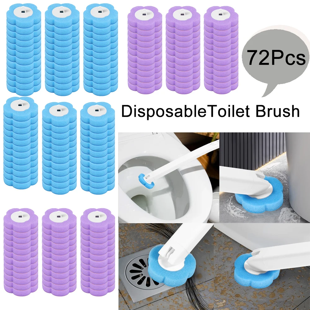 72Pcs Einweg Wc Pinsel Reiniger WC Ersatz Schwamm Pad Wc Reinigung Pinsel Minen Bad reinigung zubehör Image