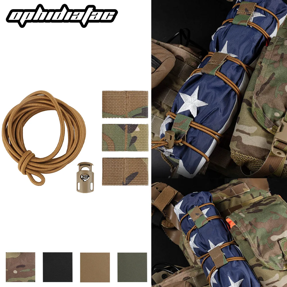 OPHIDIANTAC Flag Bungee elastischer Befestigungsgürtel MOLLE Weste Organizer Seil Werkzeugaufbewahrung Multifunktions-Festgürtel Image