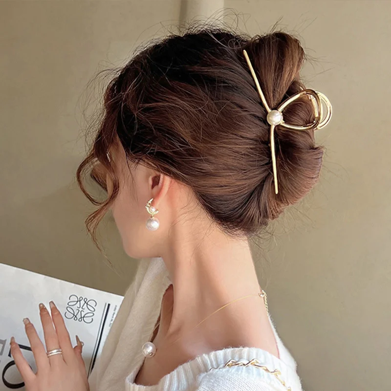 Neue Punk Geometrische Metall Gold Silber Einfache Haar Clip Klaue für Frauen Trendy Große Krabbe Fänge Klemme Korea Kopfbedeckungen Zubehör