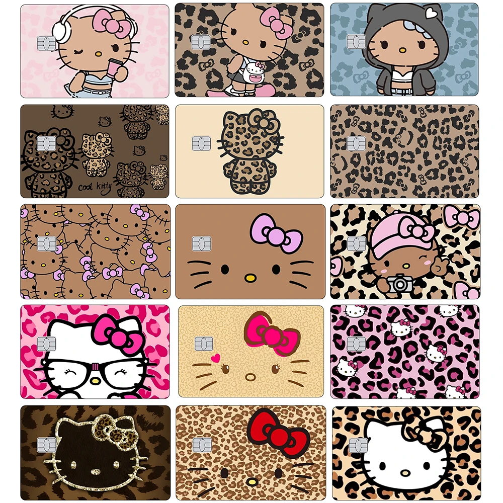 Leopardenmuster, Kitty-Kreditkarten-Hautaufkleber, Cartoon-süßer, mattierter Aufkleber, geeignet für VISA-Bankkarten und andere IC-Magnetkarten Image