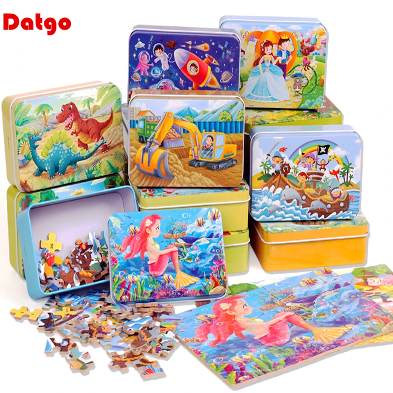 Neue 60-teilige Holzpuzzles für Kinder, Cartoon-Tier-Holzpuzzle, frühes pädagogisches Lernspielzeug für Kinder Image