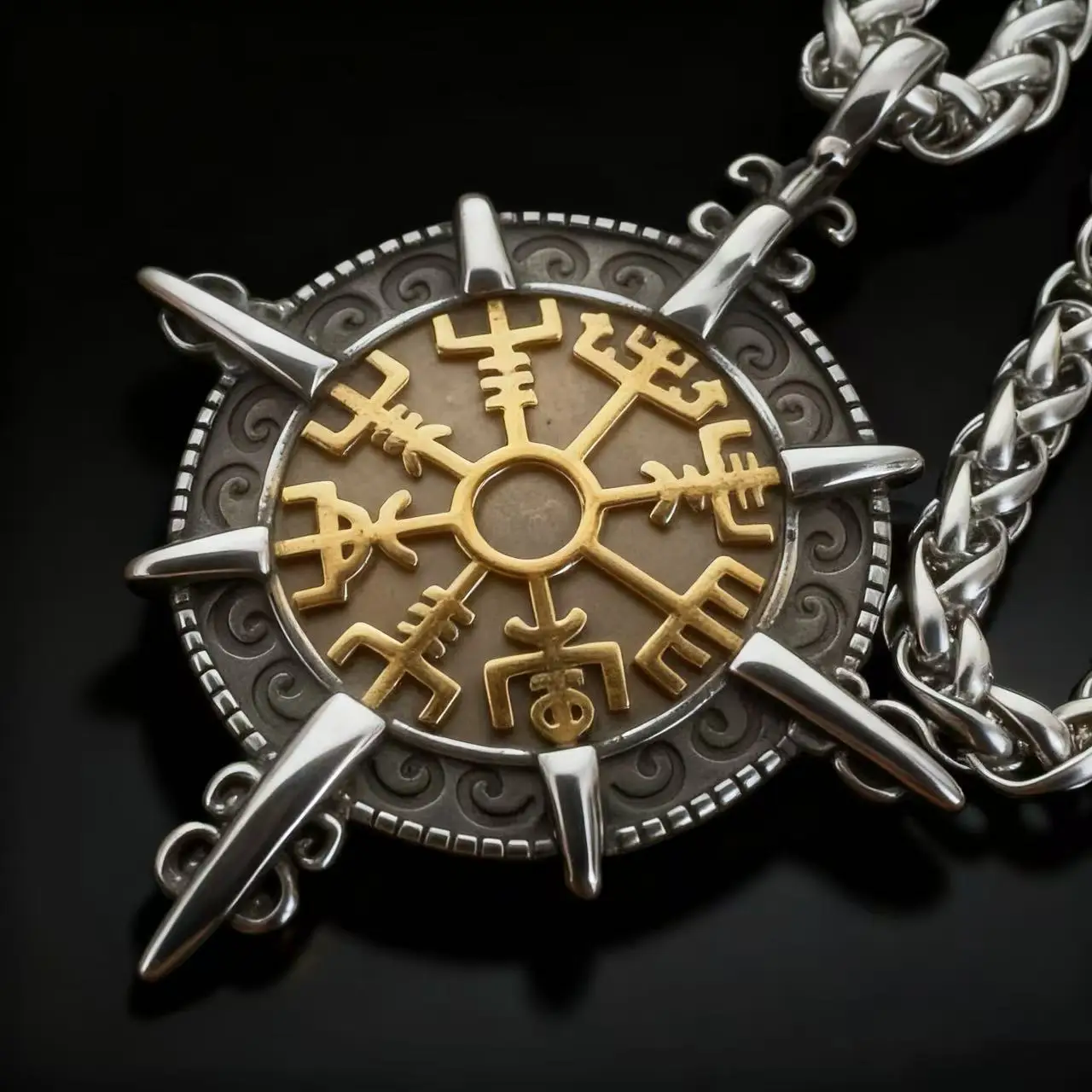 HNSP 316L Edelstahl Viking Rune Kompass Anhänger Halskette Für Männer Schmuck Zubehör Image