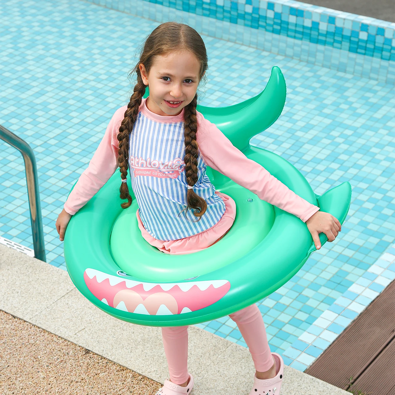 1PC Shark Print Pool Floats Sommer Schwimmring, Strand- und Pool-Schwimmhilfe, Wassersicherheitsgea Strandspielzeug für Poolparty Image