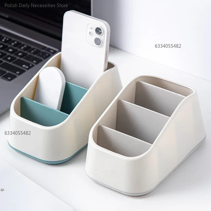 Fernbedienung Halter Slot Desktop Storage Box Tv Fernbedienung Telefon Trapez Korb Schreibwaren Veranstalter Fall Home Hotel Image