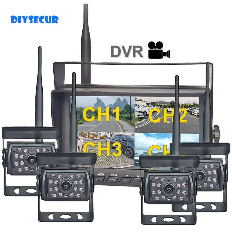 DIYSECUR Drahtlose 7 zoll AHD IPS DVR Auto Monitor 720P IR Nachtsicht Reverse Backup Recorder Wifi AHD Kamera für Bus Auto Lkw Image
