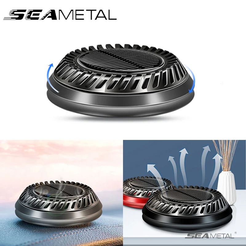 SEAMETAL Solar-Lufterfrischer für Auto, automatisch rotierender Diffusor für ätherische Öle, Armaturenbrett, Parfüm, Auto-Innenzubehör, entfernt Gerüche Image