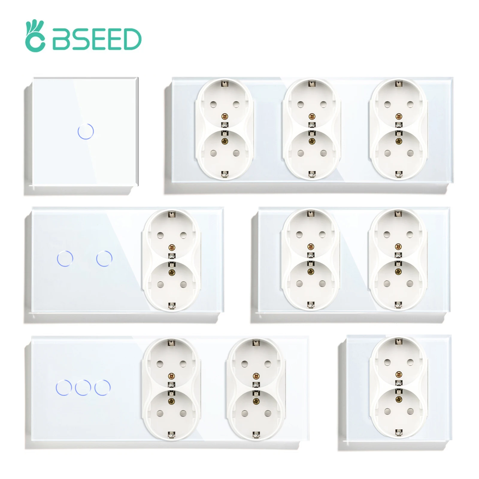 Besamen-Touch-Lichtsc halter mit EU-Wand steckdose Home-Wand schalter 1/2/3Gang 1-Wege-Hintergrundbeleuchtung Kristallglas-USB-Wand steckdosen