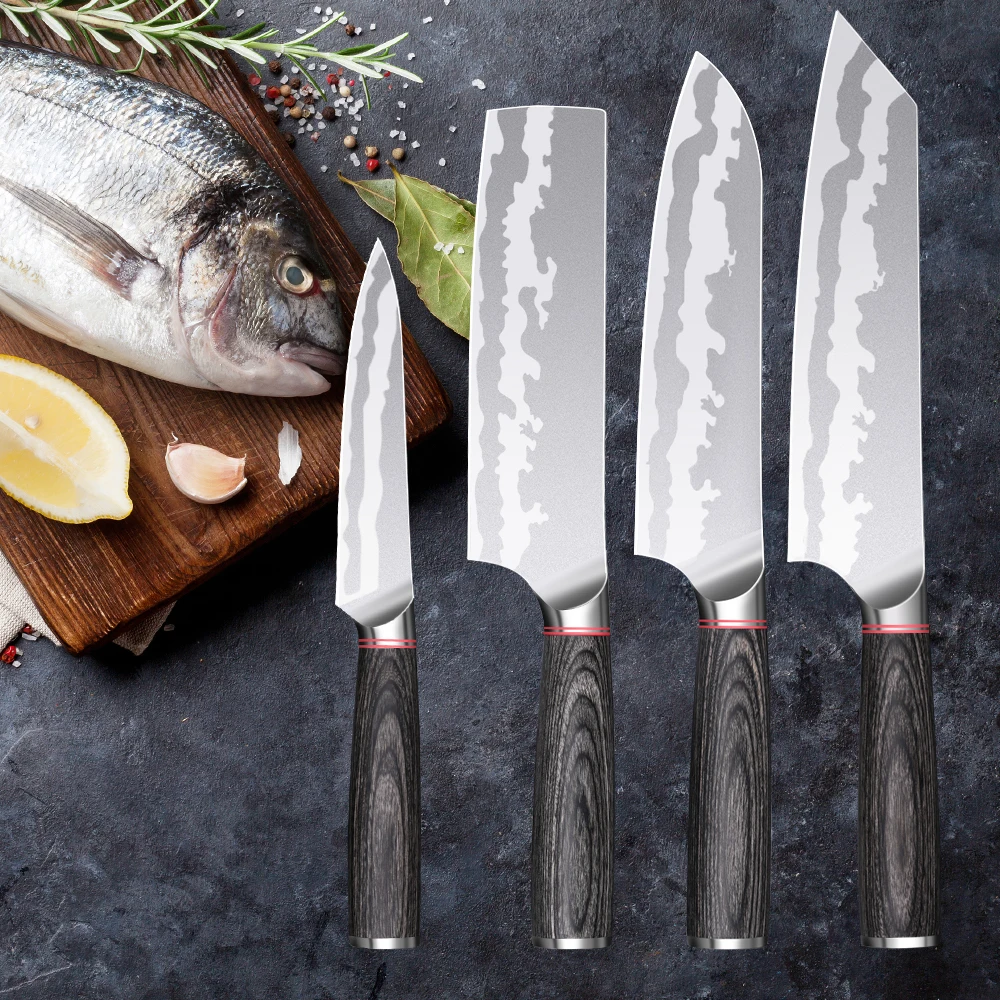 MDHAND Japanisches Kochmesser, handgeschmiedeter Edelstahl, professionelle Küchenmesser, Fleischschneiden, Sashimi Utility-Kochutensilien Image