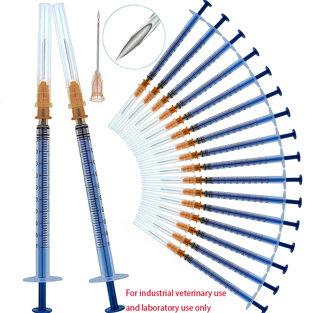 50 Stück Einweg-Laborspritze mit 1 ml/cc und 1-Zoll-Nadel, einzeln versiegelte Verpackung Image