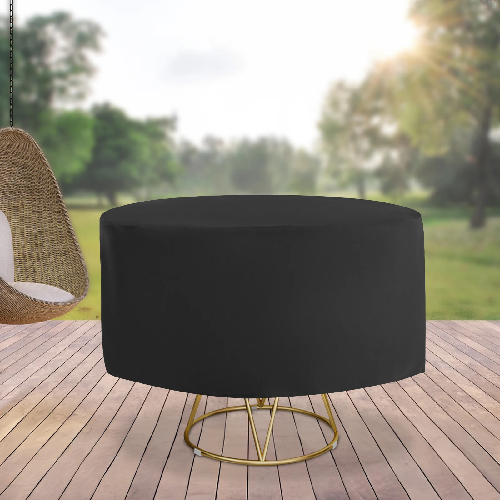 94" runde Terrassentischabdeckung, wasserdichtes 190T-Polyester mit silberner Beschichtung, UV- und Wetterschutz für Gartenmöbel Image