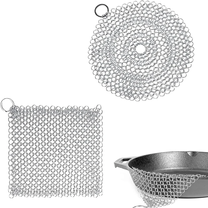 Edelstahl-Reiniger, Schrubber, 3 Größen, Küchenreinigung, wiederverwendbar, Waschnetz, Reinigungswerkzeug, Kette, Maille Scrubbe, Reinigungswerkzeug Image