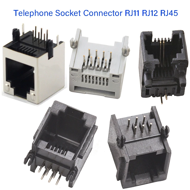 10PCS Telefon Buchse Stecker RJ11 RJ12 RJ45 Telefon Wifi Buchse 2pin 4pin 6pin 8pin 4P4C 6P6C 6P4C 8P8C RJ45 Jack Image