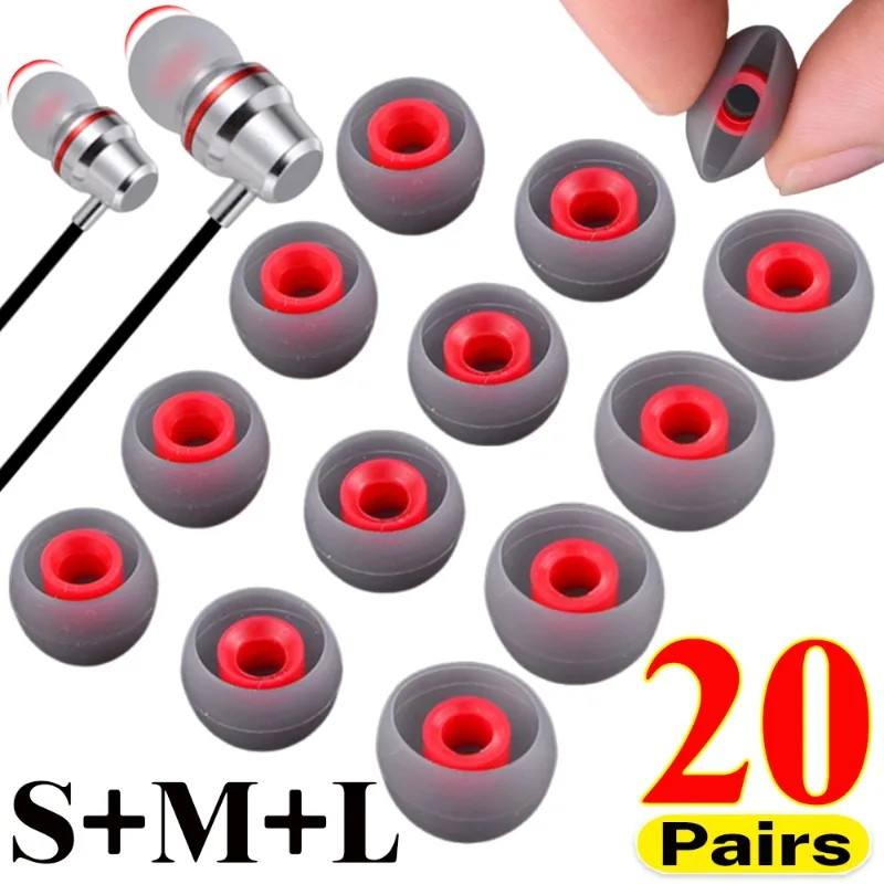 1–20 Paar austauschbare Silikon-Ohrstöpsel, universelle kabelgebundene Kopfhörer-Ohrstöpsel, Ohrhörer, Geräuschreduzierung, Kopfhörer, Ohrstöpsel-Abdeckung, S/M/L Image
