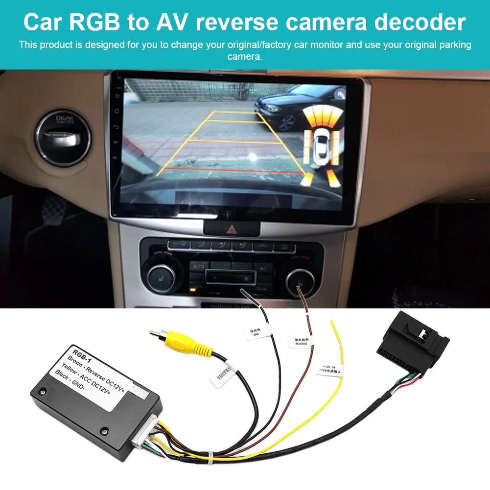 12V Auto Backup Kamera Rück RGB Zu AV Konverter Adapter Decoder Box für VW Volkswagen Rückfahr Kamera Adapter Auto werkzeuge Image