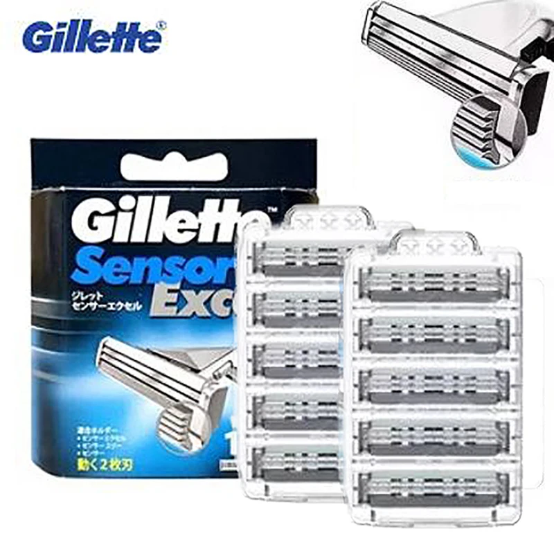 Gillette Sensor Excel Herren-Rasierklinge, Ersatzköpfe, Bartrasur, 2-lagige Rasierklingen für Vector 3-Rasierer Image