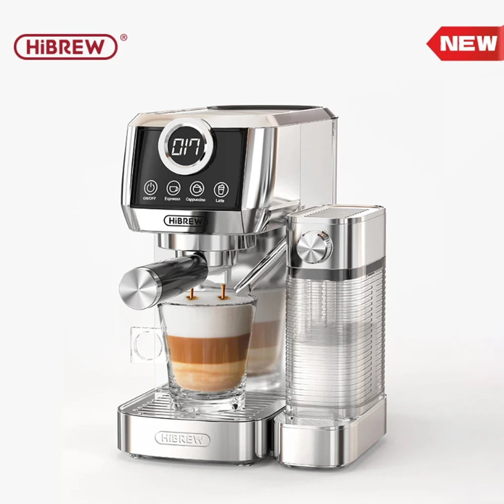 HiBREW 3-in-1 halbautomatische Espresso-Cappuccino-Latte-Kaffeemaschine, automatischer Milchschaum, gemahlener Kaffee, Edelstahl H13A Image
