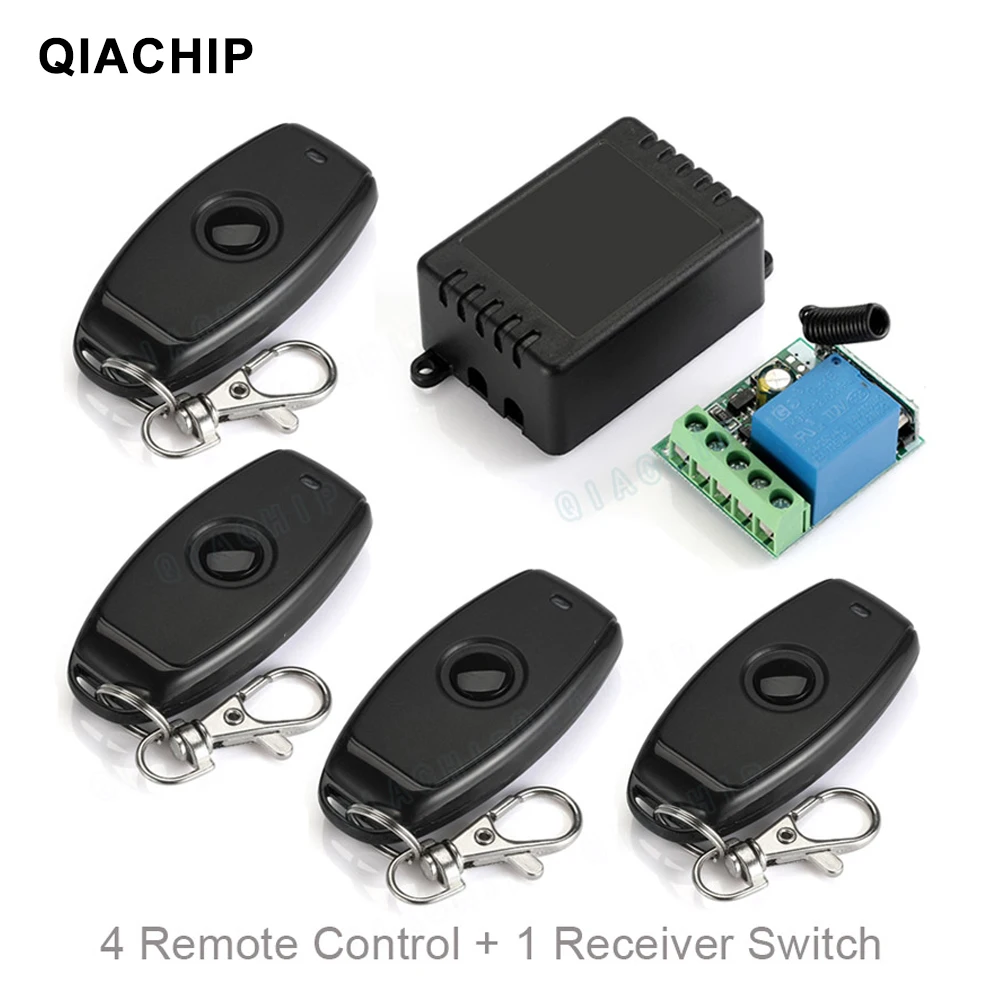 QIACHIP 433 MHz Universal Wireless Fernbedienung DC 12 V 1CH RF Relais Empfänger für Universal Garage und Türöffner Controller Image