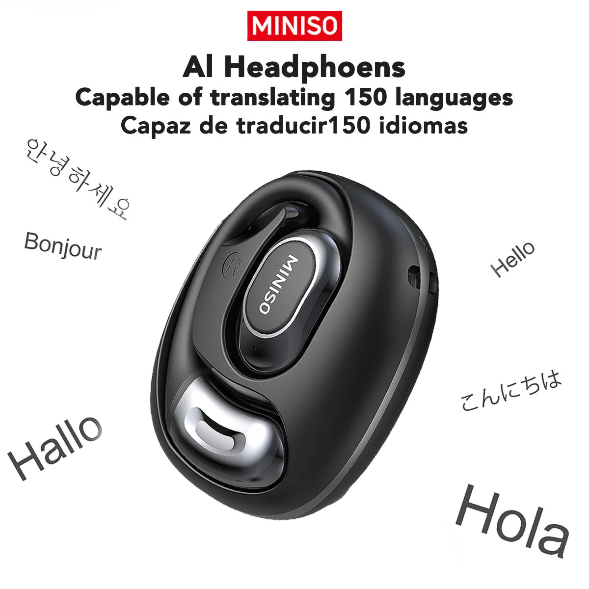 MINISO MS156 Bluetooth V5.4 Kopfhörer AI Drahtlose Kopfhörer mit Mikrofon Tastensteuerung Rauschunterdrückung Ohrbügel Wasserdichtes Headset Image
