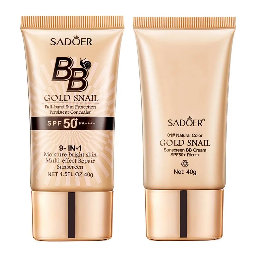 SADOER Gold Snail Sunscreen BB Cream Foundation Concealer Feuchtigkeitsspendende Isolationscreme SPF50+PA+++ 40g Gesichtsfeuchtigkeitscreme Image