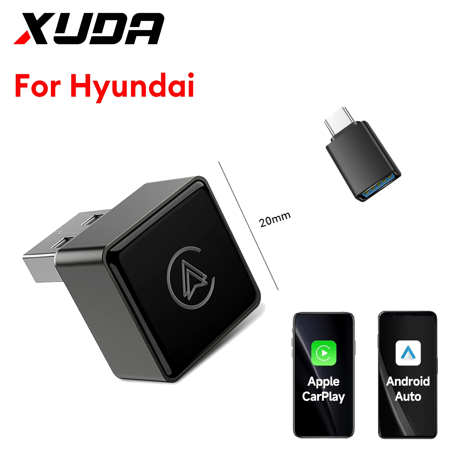XUDA Wireless Carplay Adapter Android Auto WiFi Smart Dongle 2 in 1 Für Hyundai SANTA FE TUCSON ELANTRA IONIQ 5 6 KONA VENUE NEXO Image