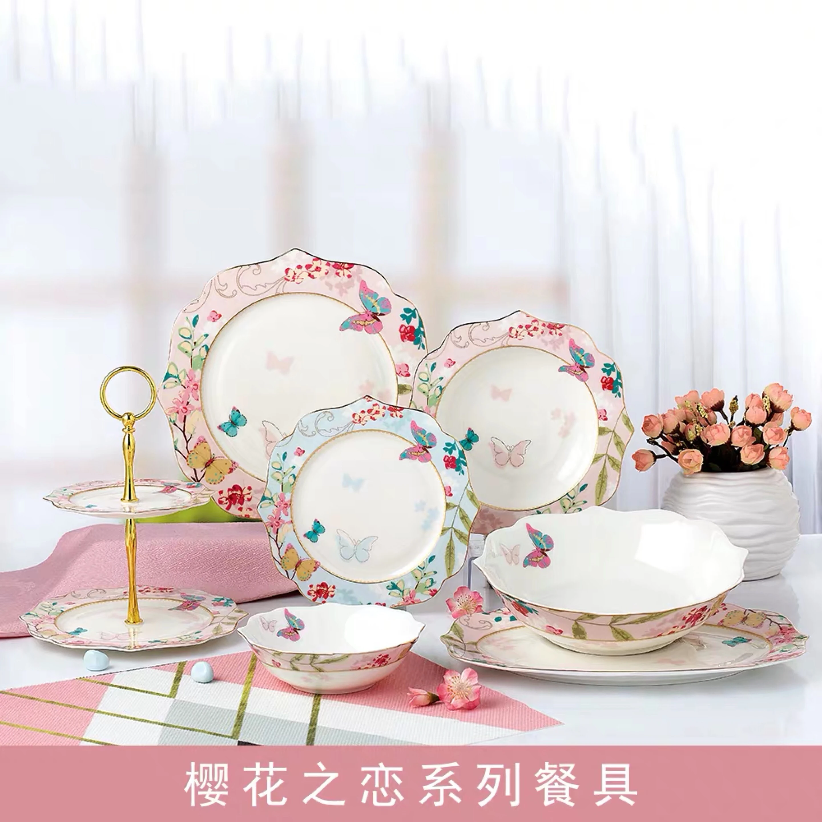Ceramic household plates, French steak plates, bowls, plates, bone china fish plates, tableware