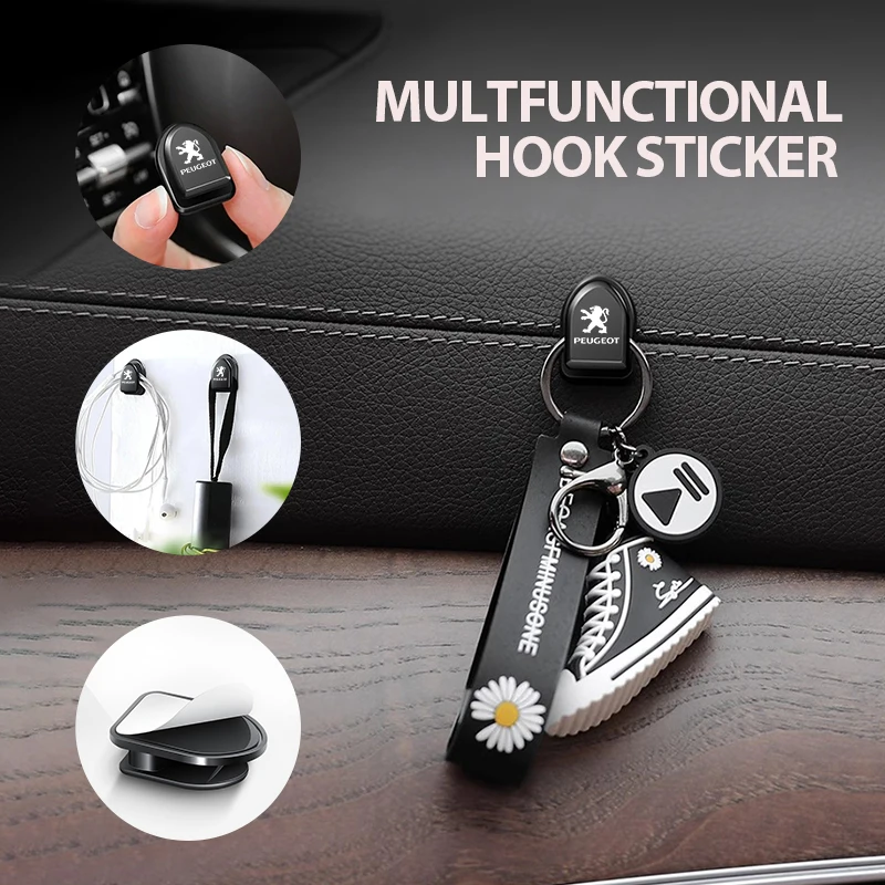 Crochets pour voiture Peugeot, mini crochet adhésif pour tableau de bord, accessoires automobiles, GT Line 208 301 308 408 508 607 2008 3008 4008 5008