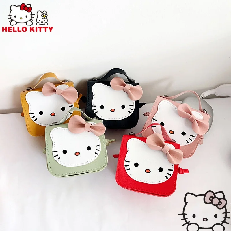 Sanrio Hello Kitty Kawaii mignon sac à bandoulière en polyuréthane nouvelle mode sac à bandoulière pour femmes à la mode avec nœud cadeau parfait pour petite amie