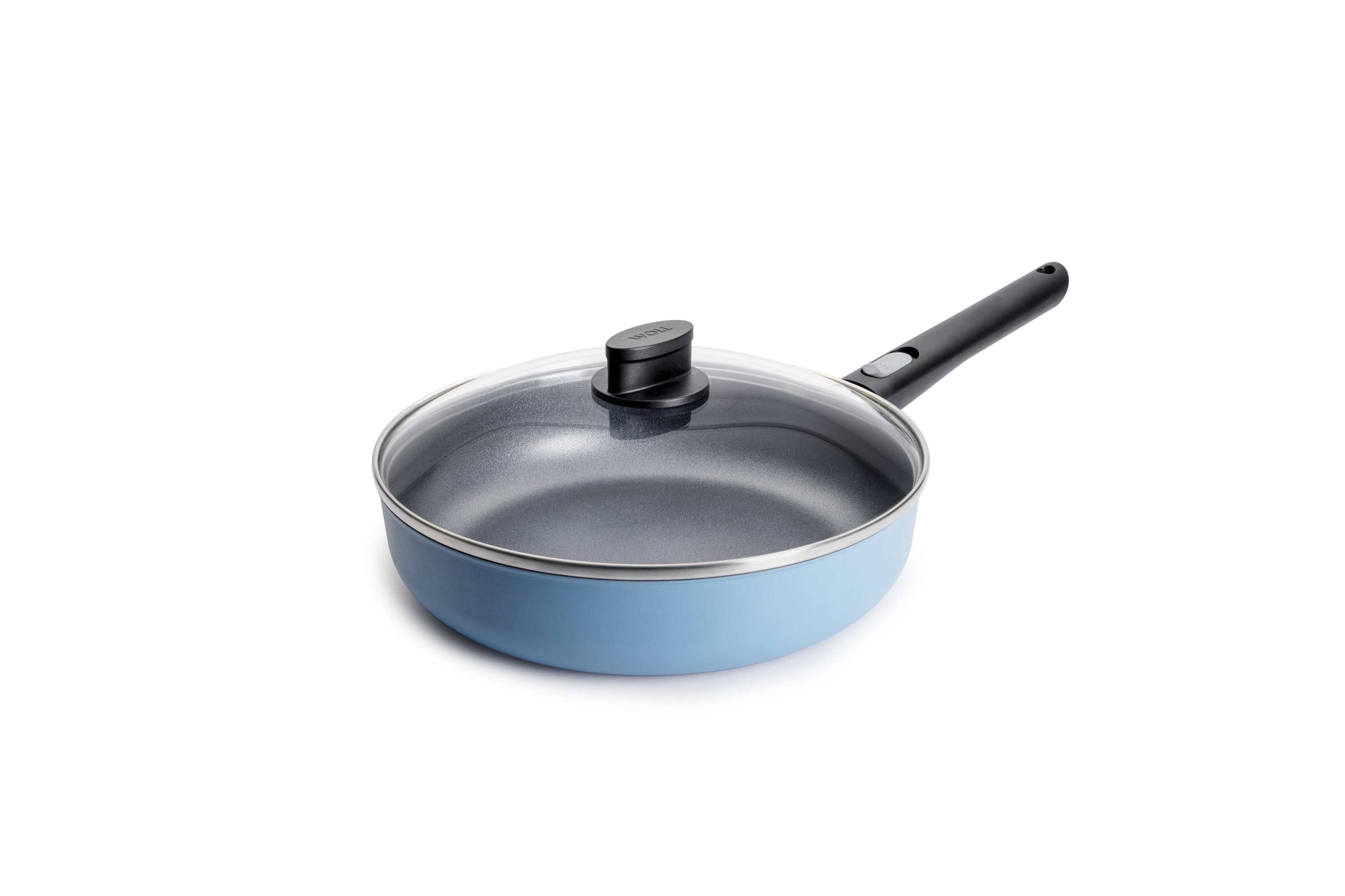 Bratpfanne WOLL MADE IN GERMANY "Ecolour, Hochrandpfanne Ø 28 cm inkl. Deckel", himmelblau, B:28cm H:7cm L:28cm Ø:28cm, Pfannen, Bratpfanne, abnehmbarer Stiel Image