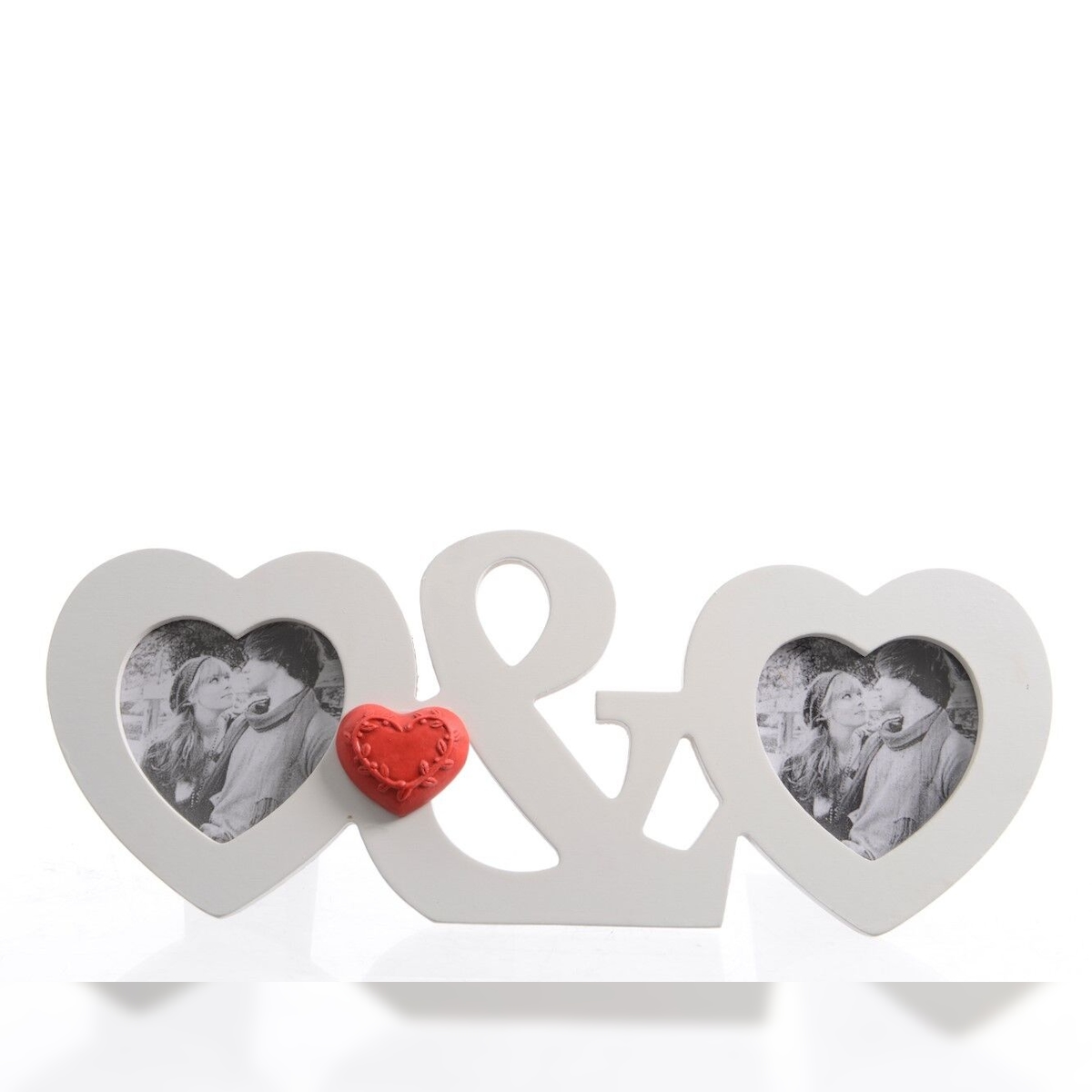 Bilderrahmen 2 Bilder Herz Hochzeit Holz weiß Image