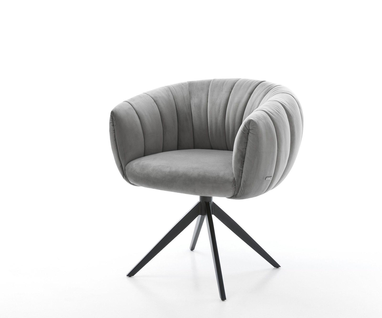 DELIFE Drehstuhl Jada-Flex Samt Grau Kreuzgestell breit Schwarz 360° drehbar Wippfunktion Taschenfederkern, Esszimmerstühle Image