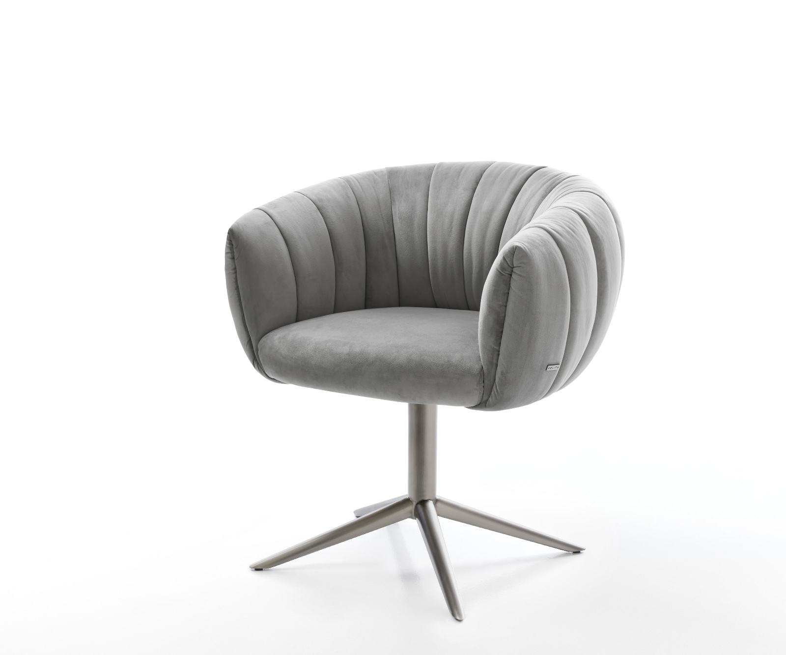 DELIFE Drehstuhl Jada-Flex Samt Grau Fußkreuz Graphit 360° drehbar Wippfunktion Taschenfederkern, Esszimmerstühle Image