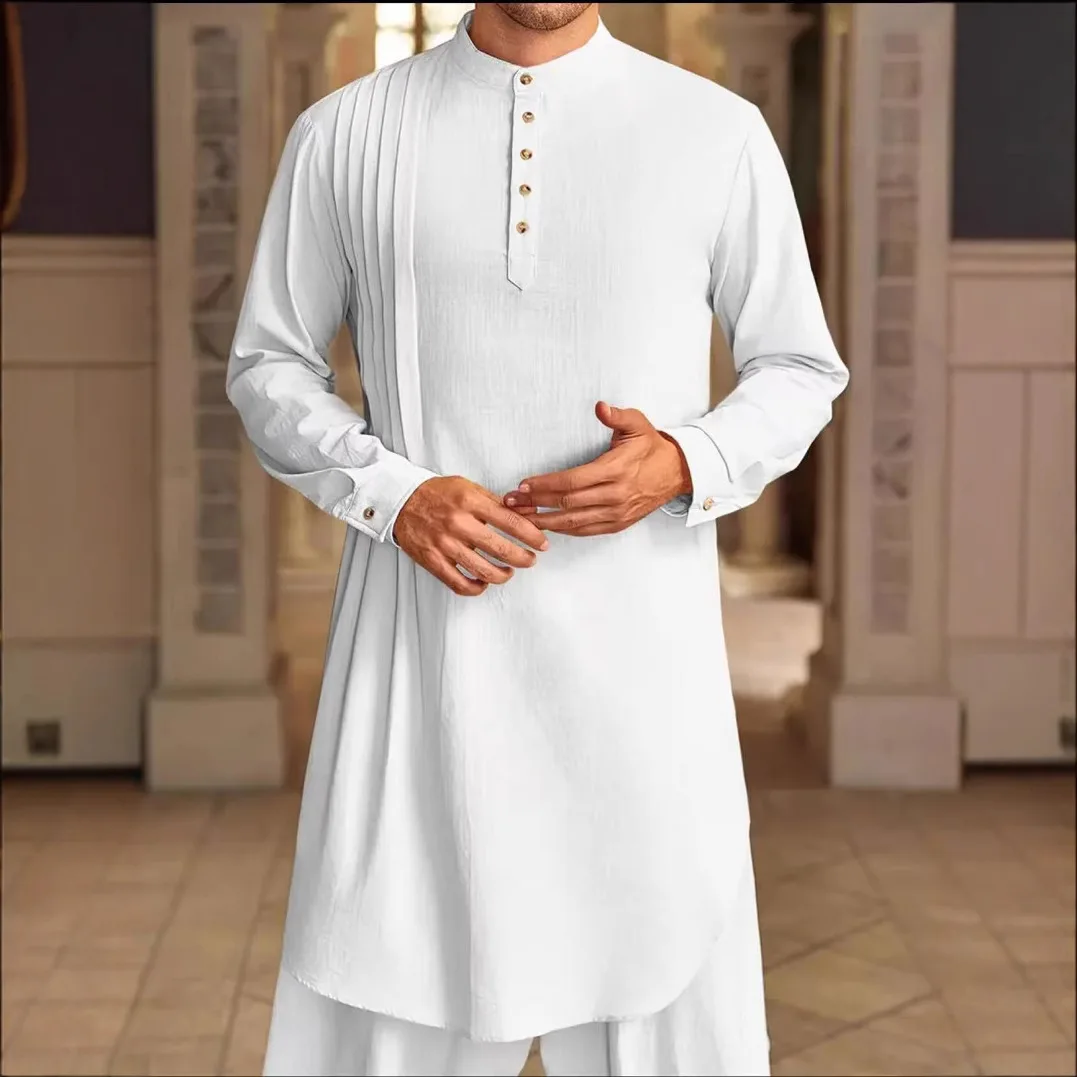 Männer lange Robe Dishdasha Jubba Thobe Eid Muslim Kimono bescheidene islamische Dubai Saudi Abayas Gebet Kaftan Ramadan Marokko Abaya Image