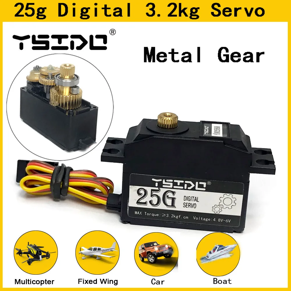 YSIDO 25G Digital Servos Metal Gear Servo für Wltoys 12428 12423 WPL mn99s mn86 XLH Remo Hobby 1/12 RC Auto Hubschrauber Flugzeug Boot