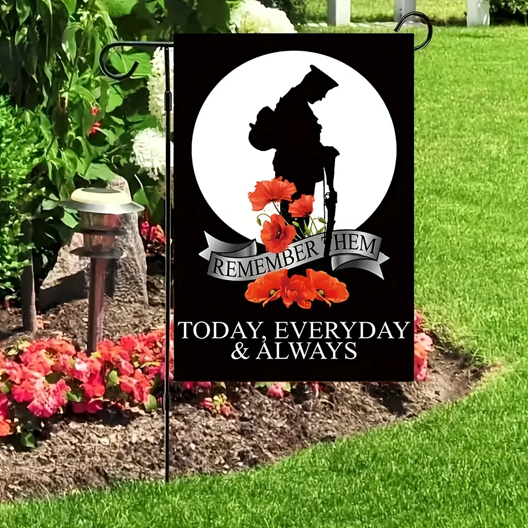 Militär nicht wir vergessen Mohn Flagge 30x45cm Erinnerung Tag Kriegshelden Soldaten Streitkräfte Gedenk flagge Image