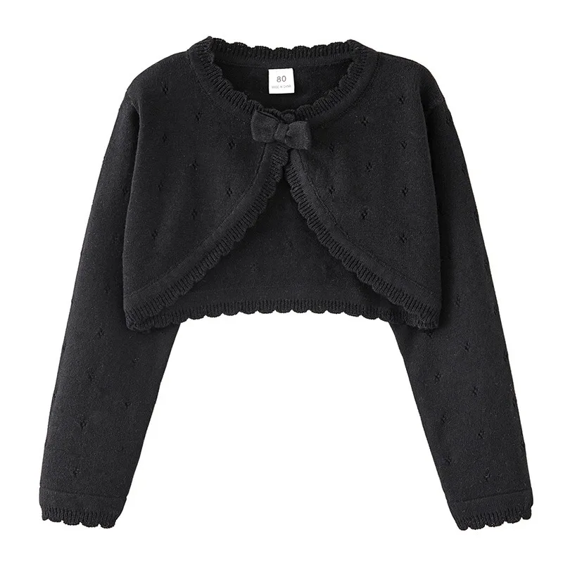 0-10 anni Ragazze Giacca cardigan con fiocco nero Bambini Estate Cappotto sottile per ragazza per 1 2 3 4 5 6 8 10 anni Scialle Vestiti per ragazze
