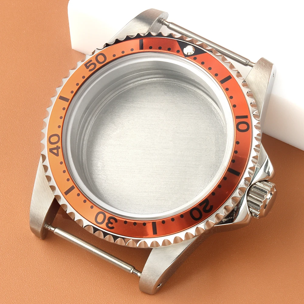 Vintage 39,5 mm NH35 Uhrengehäuse Orange Lünette Saphirglasgehäuse Passend für NH35 NH36 Uhrwerk 28,5 mm Zifferblatt Stahl Submariner GMT Gehäuse Image