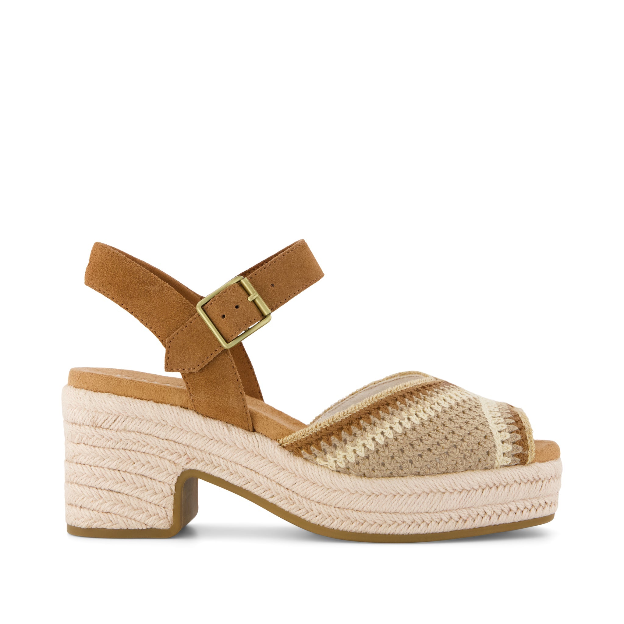 Women's Isla Peep Toe Heeled Sandal Almond Crochet | Natural/Brown/Multi | Size 11 | TOMS Official Site - Shoes, Accessories, & Apparel