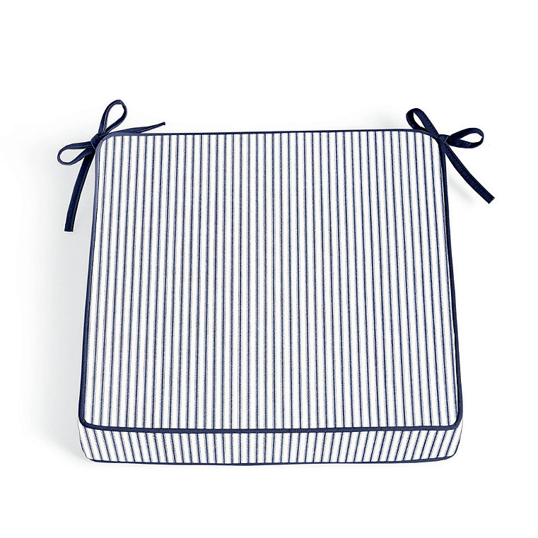 17" X 17" Replacement Seat Cushion - Piped, Piped/Ticking Stripe Neptune - Grandin Road
