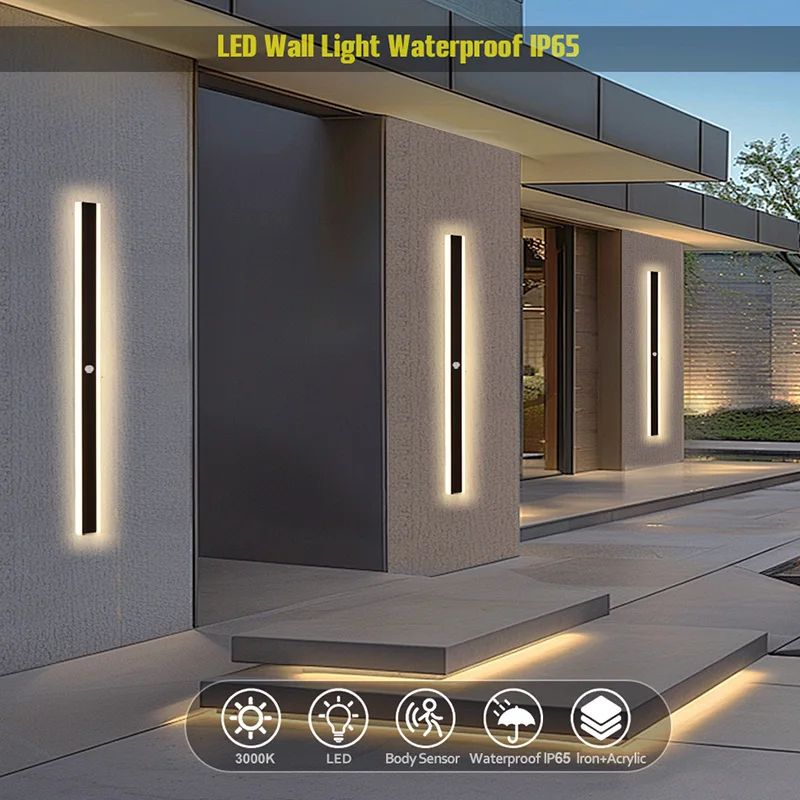 SmartGuard LED Outdoor Motion Sensor Wall Light IP65 Waterproof Garden & Porch Lamp c Style 100cm Cold White Gold
