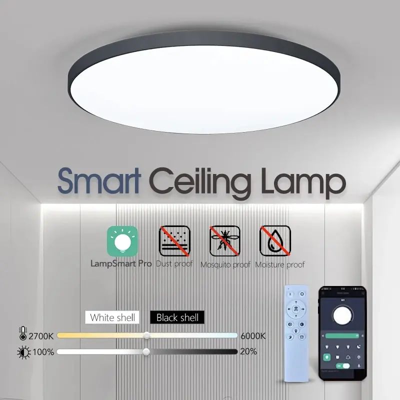 Smart LED Ceiling Lamp 36W 50W With App Remote Control 36w White Border changeable