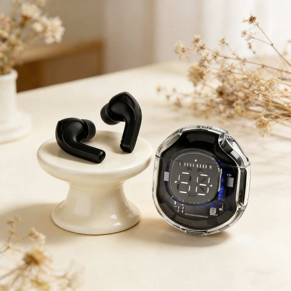 Wireless Bluetooth Sports Headset Noise Reduction Bass Boost Touch Control pink