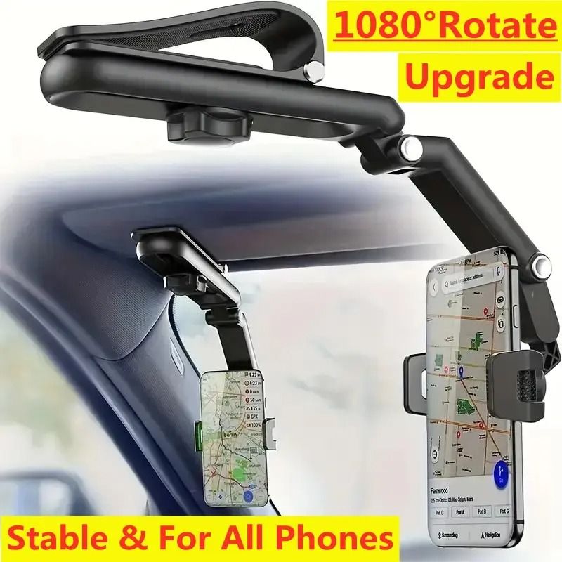 1080 Rotating Sun Visor Car Phone Holder | Universal GPS Mount & Clip Bracket For IPhone, Samsung & Xiaomi green