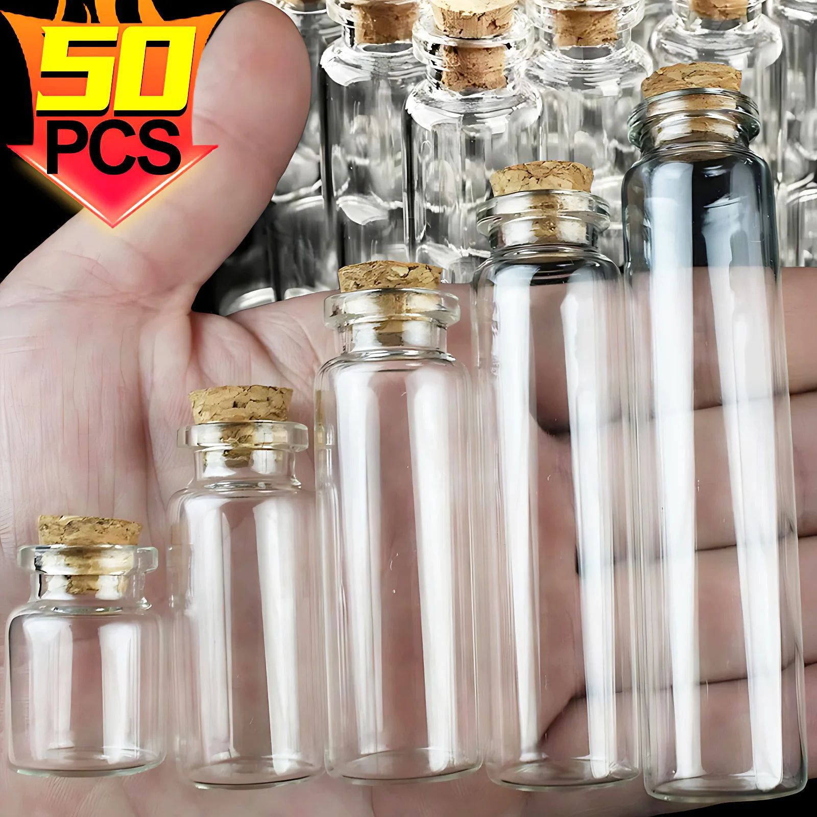 Mini Glass Vials With Cork Stoppers Set 20ml 10pcs