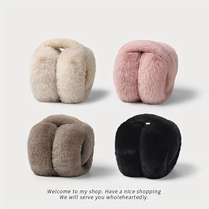 Foldable Plush Thermal Winter Earmuffs cream