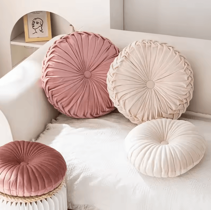 PumpkinGlow Round Decorative Pillow Plush Pink Sofa & Bed Cushion For Cozy Home Style orange 41 X 13