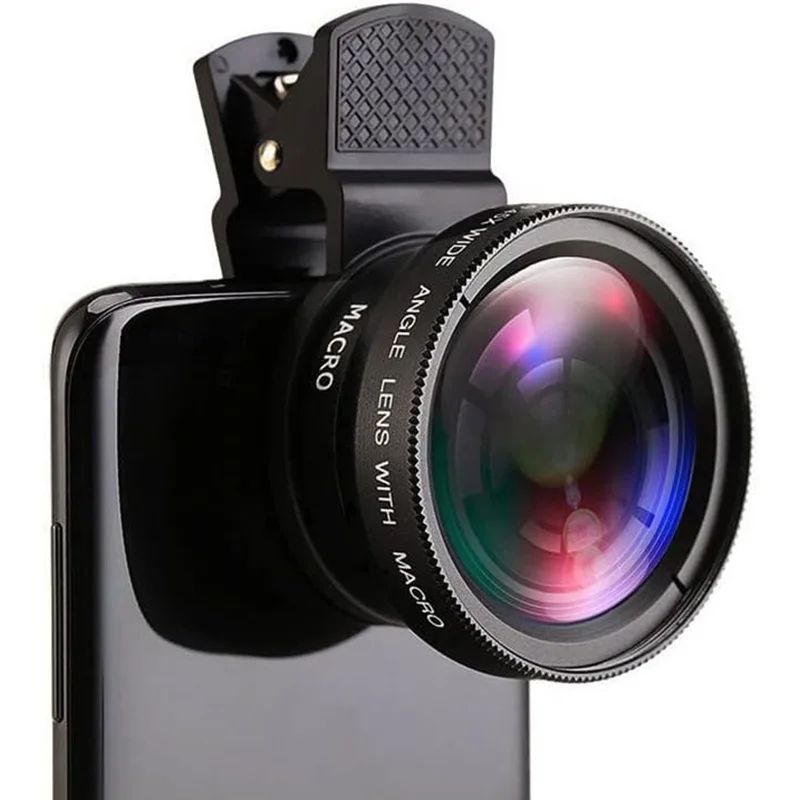 2 IN 1 Universal Clip On Phone Lens Wide Angle + Macro silver