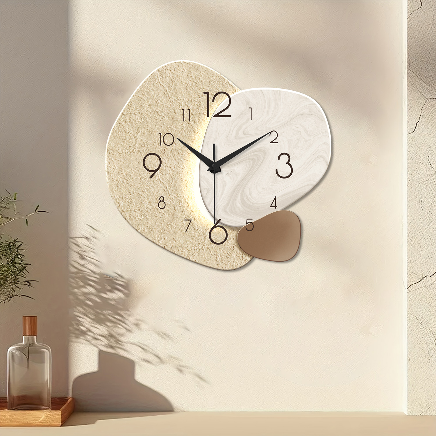 Modern Silent Quartz Wall Clock Simple Design For Living Room & Bedroom, No Battery Required a 14 Inch