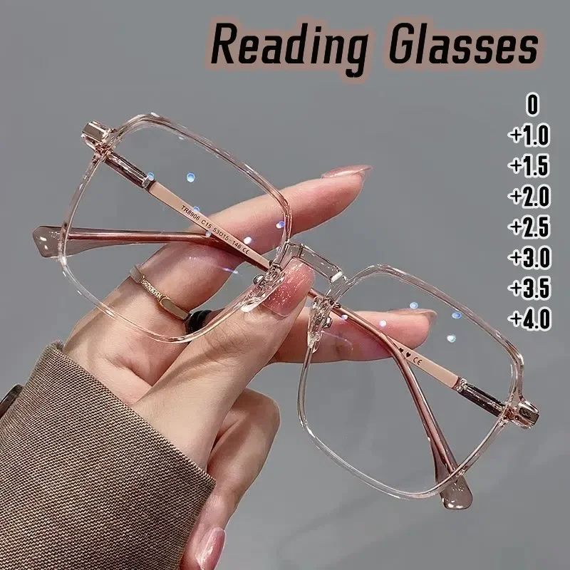 High Definition Anti Blue Light Reading Glasses Transparent Frame Unisex Eyewear tea 4.0